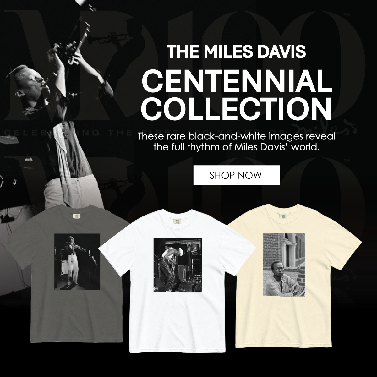 The Centennial collection. Rare black and white images on apparel