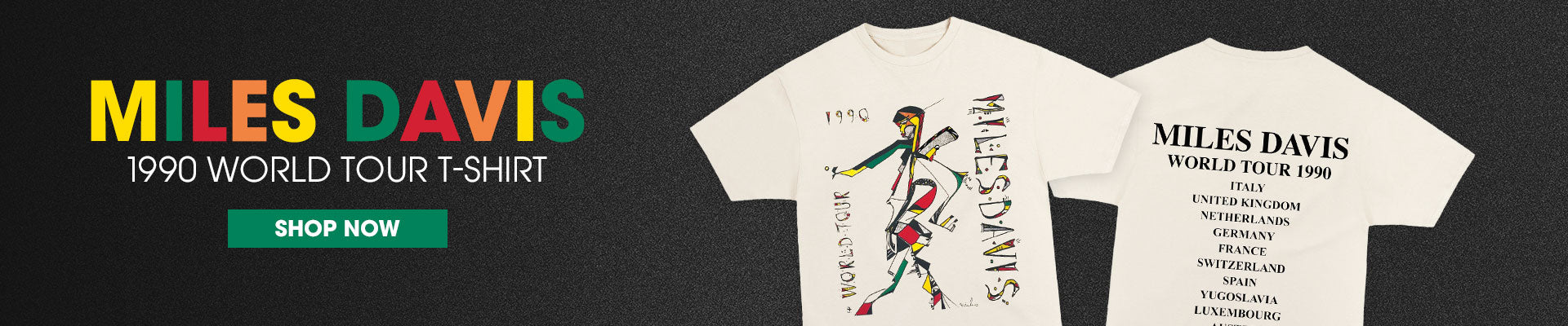 Miles Davis 1990 world tour t-shirt. Shop now.