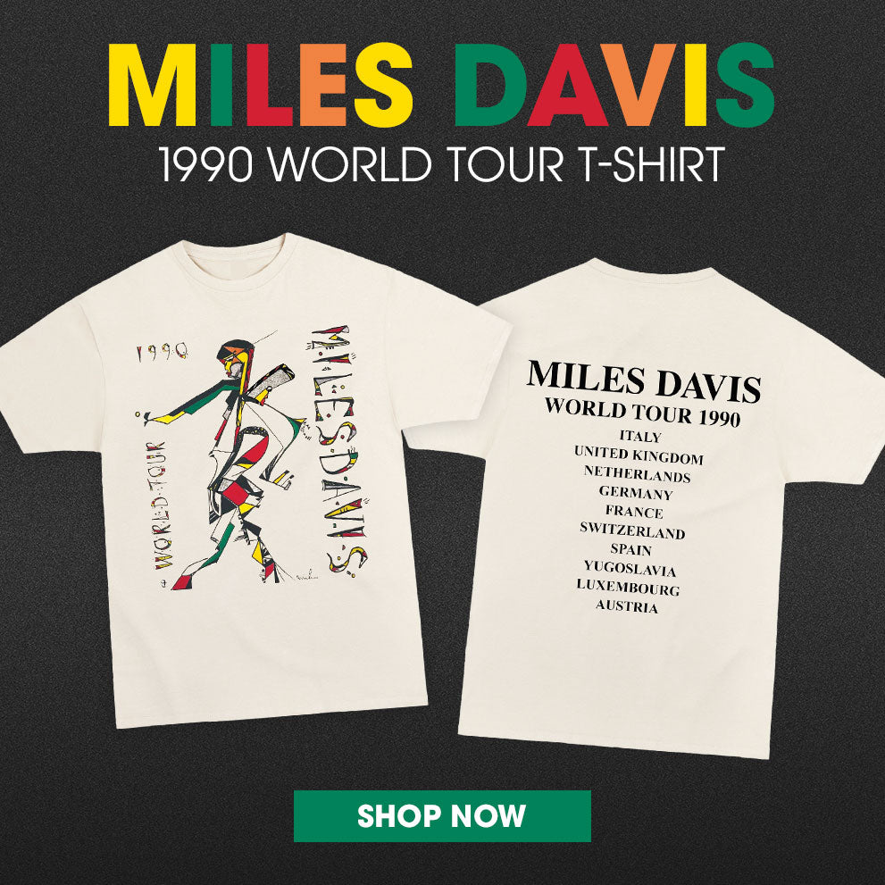 Miles Davis 1990 world tour t-shirt. Shop now.