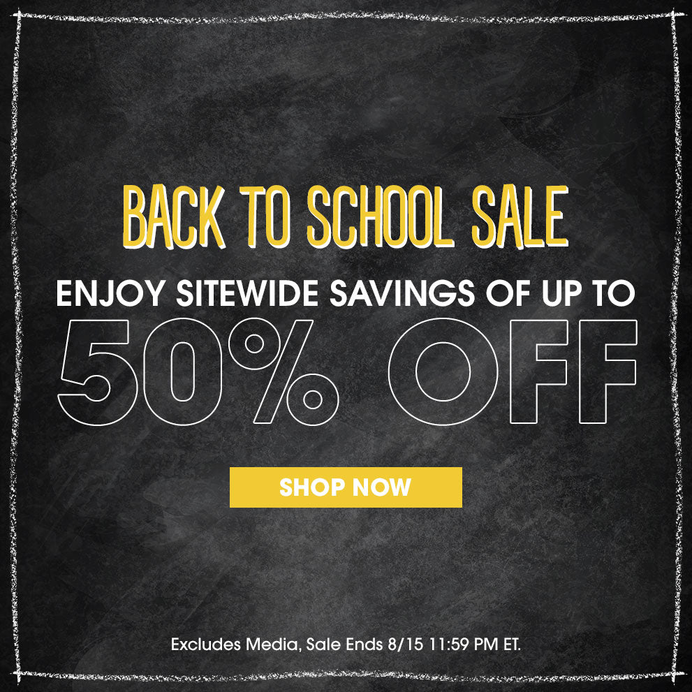 Back to school sale. Save up to 50% off. Excludes media. Sale ends 8/15 11:59 PM ET