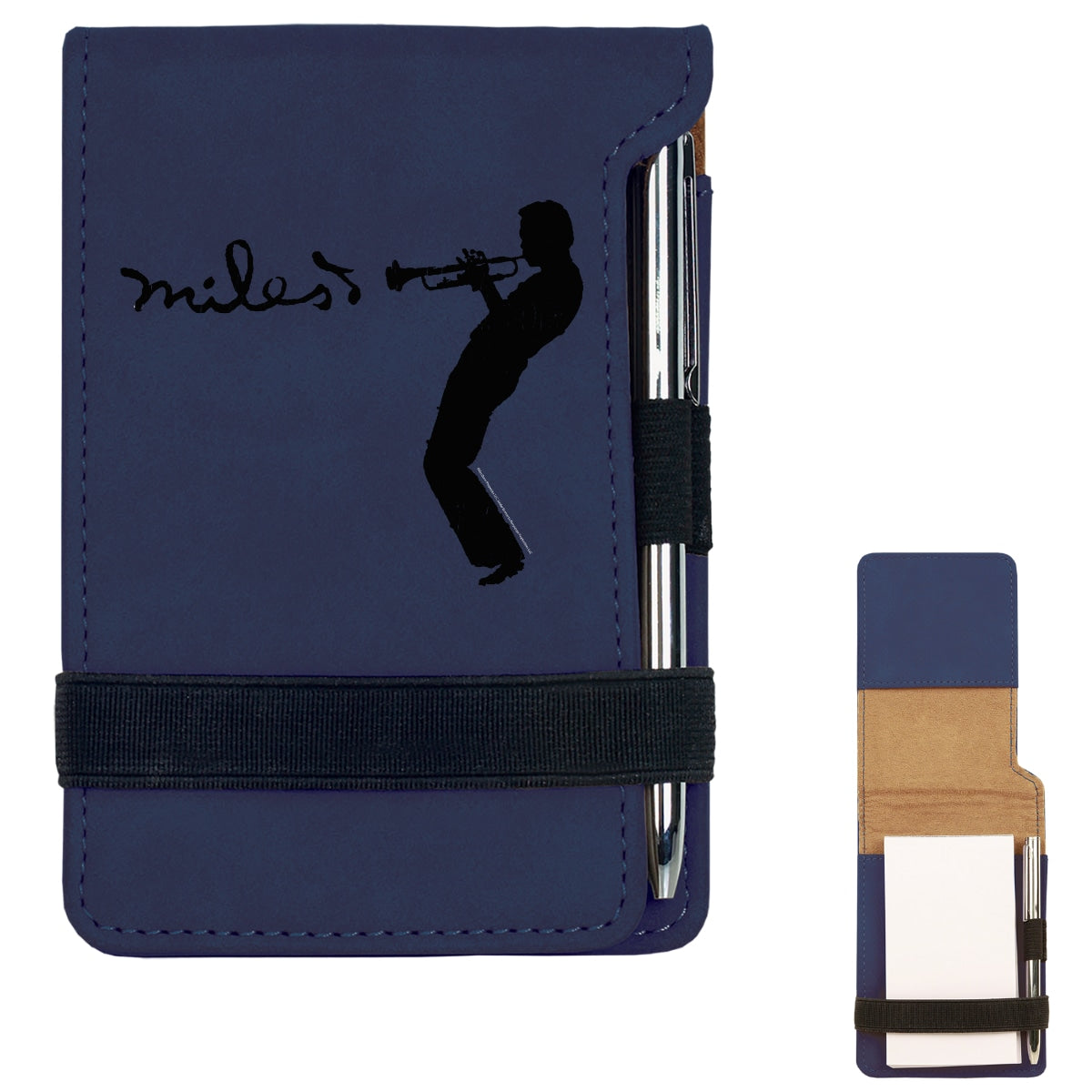 Blue Laser Engraved Silhouette Notepad w/Pen