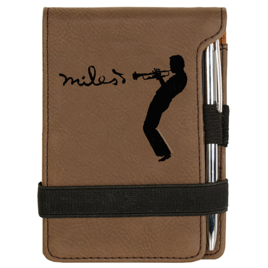 Brown Laser Engraved Silhouette Notepad w/Pen