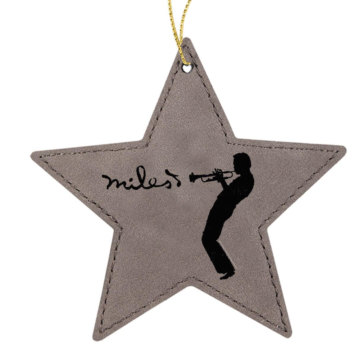 Silhouette Grey Star Leatherette Ornament