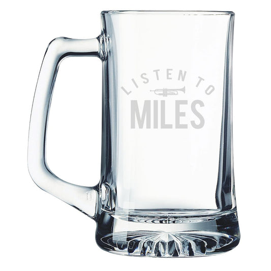 Listen To Miles Laser Etched Beer Stein