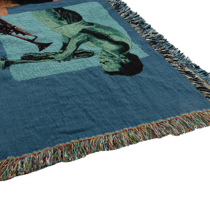 Miles Davis Blue Collage Throw Blanket