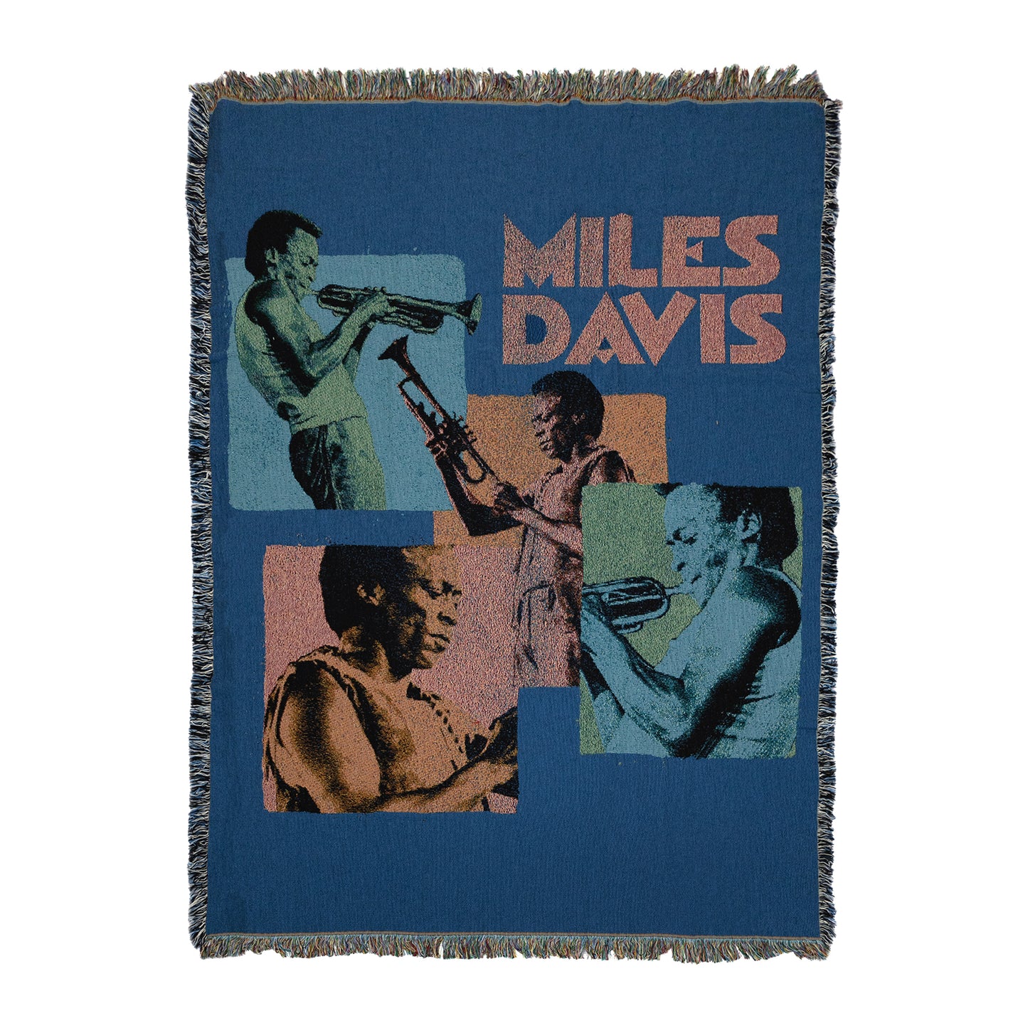 Miles Davis Blue Collage Throw Blanket