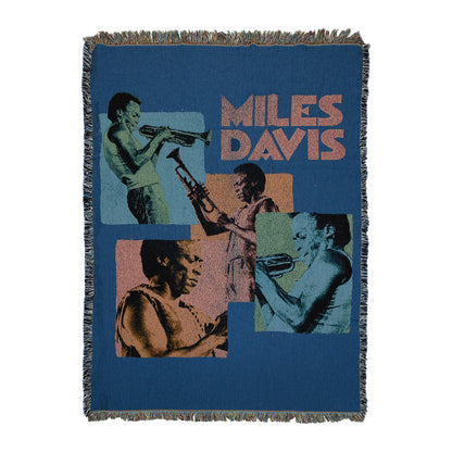 Miles Davis Blue Collage Throw Blanket
