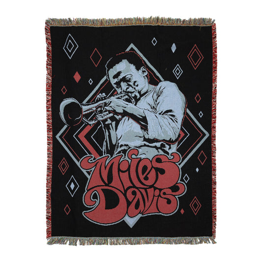 Miles Davis Black Throw Blanket