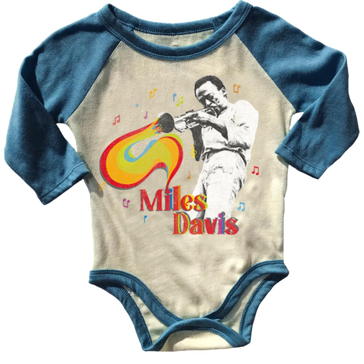 Miles Davis Colorful Trumpet Raglan Onesie