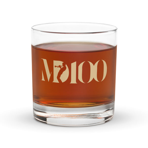 MD100 Gold Logo Rocks Whiskey Glass
